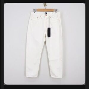 EDWIN- HANA Classic Straight Crop Button Fly- Denim-White Noise- size 34/16- NWT